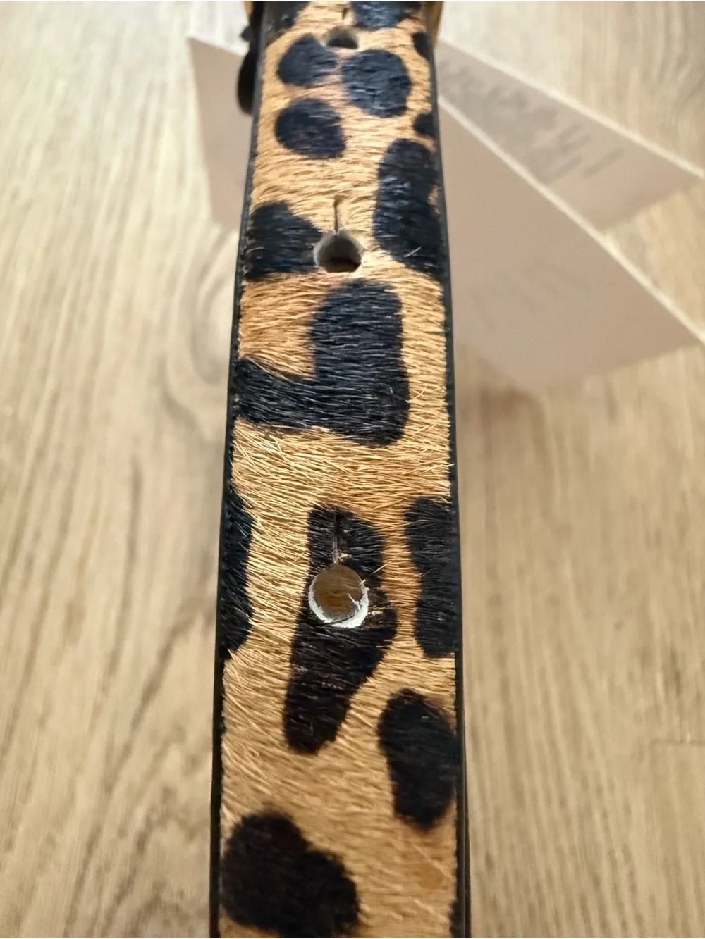 ZARA Leather leopard textured belt and gold buckle